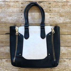 Charming Charlie Black and Cream Zipper Handbag